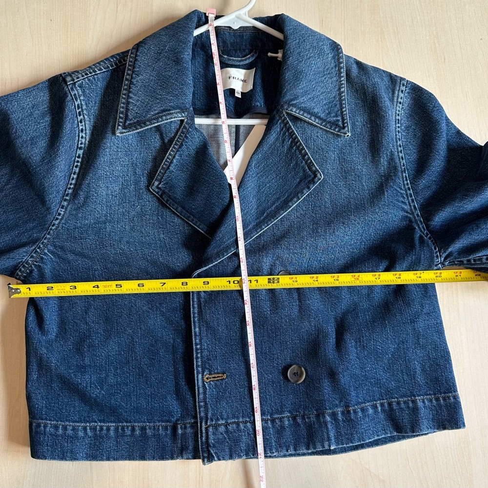 Frame Denim Dark Blue Double Breasted Jean Jacket - Picture 3 of 3